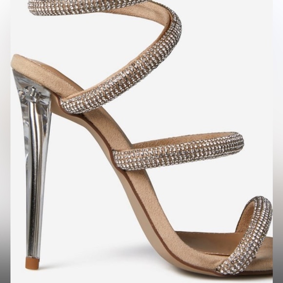 Silver Sparkly Wrap Around Heels - Picture 6 of 7